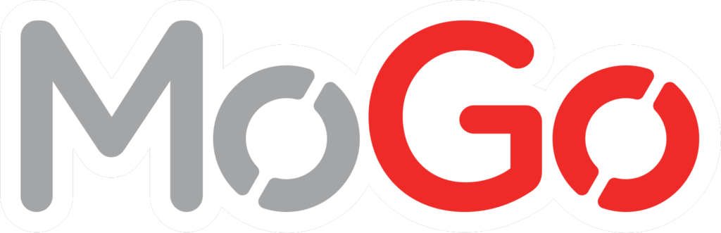 MoGo logo in gray and red